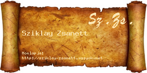Sziklay Zsanett névjegykártya